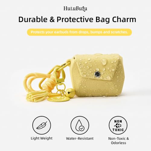 Bubble Pod Wireless Earbuds Case, Shockproof Waterproof EVA Case with Strap & Smiley Charm for Girls,Teens,Gift（Light Yellow） - color: Light Yellow