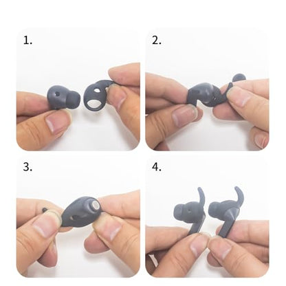 Replacement Silicone Eartips Earbuds Tips Set for Galaxy Buds 3 FE (2025) Earphones Anti-Slip Ear Hooks Wingtip Replacement Silicone Wings (Black Three-Pair Set) - color: Black three-pair set