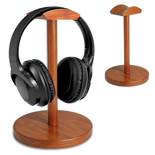 Solid Walnut Wood Headphone Stand with Storage Base | Universal Wooden Headset Holder for Gaming & Office,Compatible with Bose,Sony,Sennheiser,Razer,Beats,PS5