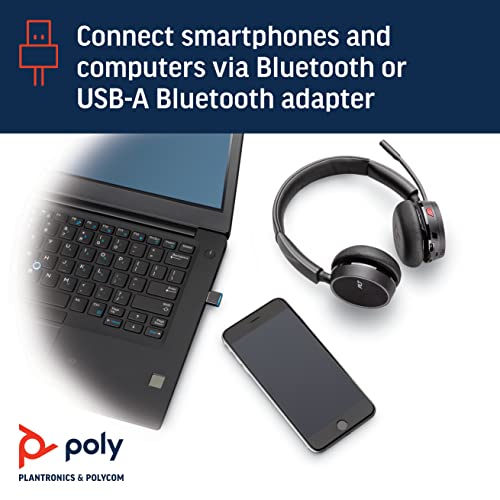 Plantronics - Voyager 4210 UC USB-A with Charge Stand (Poly) - Bluetooth Single-Ear (Monaural) Headset - Connect to PC, Mac, & Desk Phone - Noise Canceling - Works with Teams, Zoom & more