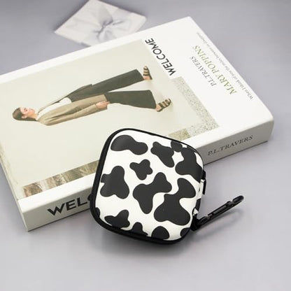 Earbud Case,Headphone Organizer Earbud Storage Bag, Hard EVA Shockproof Cover Carrying Case with Carabiner Clip Compatible with AirPods 4 AirPods Pro 2nd /3/2/1 Bose Galaxy Buds (Cow) - color: Cow