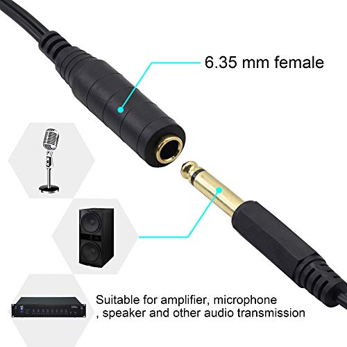 1/4" to 1/8" Adapter,6.35mm Stereo Jack to 3.5mm TRRS Male Audio Cable Connector Adapter for Amplifiers, Guitars, Pianos, Home Theater Equipment Etc.