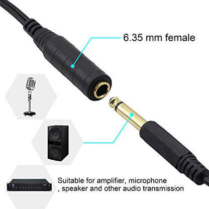 1/4" to 1/8" Adapter,6.35mm Stereo Jack to 3.5mm TRRS Male Audio Cable Connector Adapter for Amplifiers, Guitars, Pianos, Home Theater Equipment Etc.
