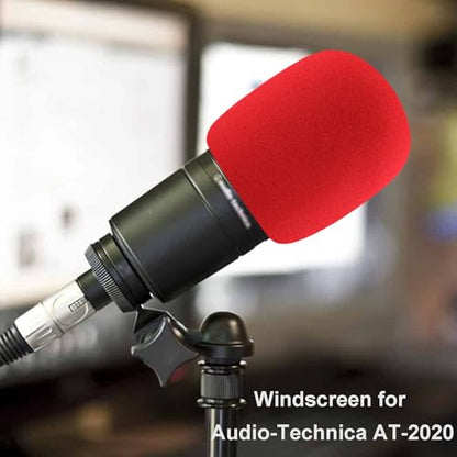 LEFXMOPHY for Audio Technica AT2020 Pop Filter, Windscreen for Audio-Technica AT-2020 AT-2035 AT-2040 AT-2050 ATR2500 ATR2500X AT-4040 Microphones Replacment Mic Foam Red Cover