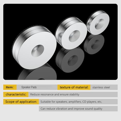 HiFi Speaker Stand Feet Pads, 40x10mm, Stainless Steel Speaker Isolation Feet for DVD/Amplifier/Turntables/Subwoofer - size: 40x10mm