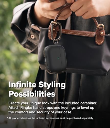 Ringke Onyx Magnetic for AirPods Pro 3 Case [Compatible with MagSafe] Oil & Dirt Resistant Feels Good in The Hand Non-Slip Lightweight Cover with Carabiner - Black - color: Black, size: AirPods Pro 3
