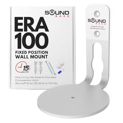 ERA 100 Wall Mount Bracket, Low Profile, White, Single (1pc) | Compatible with Sonos ERA100 & ERA 100 SL Speaker, Complete with All Fixing Hardware - color: White, size: Single