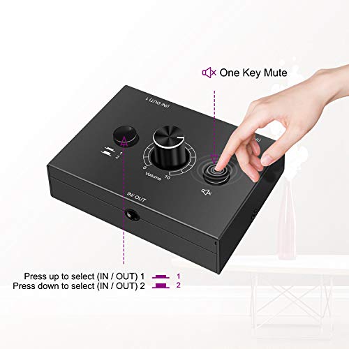 3.5mm Audio Selector Audio Switcher, Speaker Switch, AUX Switch Box, AB Switcher Selector, Bi-Directional (3.5mm 1In-2Out/2In-1Out)