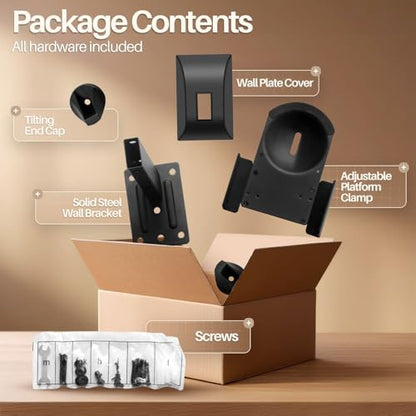 TNP Bookshelf Speaker Wall Mounts, Dual Side Clamps, 55 lb, 2 Pack, Black | Rear Surround Sound Speaker Mounts Fit 5.5-11 In Wide Speakers, with 45° Swivel and 7.5° Tilt for Home Theater or Studio - color: Black