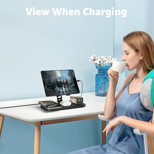 Wireless Charger 4 in 1 for Apple Charging Station for iPhone 17 Pro Max/16/15 Series, AirPods Pro 2, iPad Stand, Watch Charger for iWatch Series 10/9/8, Wireless Charging Station for Multiple Devices