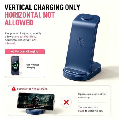 Wireless Charging Station for Samsung/Android, Fast Wireless Watch Charger Station Compatible for Samsung Galaxy S26 Ultra/S25/S24+/Z Flip 7/6 Fold 7/6, Watch8/7/Pro/Active 2 Galaxy Buds3/2 Pro(Blue) - color: Blue