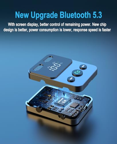 Bluetooth 5.3 Transmitter Receiver, 2-in-1 Adapter for Airplane, Bluetooth Transmitter for 3.5mm Aux Jacks Headphone, TV, Home Stereo, Speakers, Headphone, Car, Dual Connection