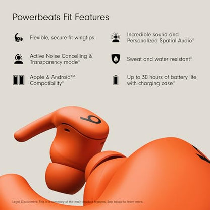 Beats - Powerbeats Fit - Wireless Noise-Cancelling Workout Earbuds with Ultimate Secure Fit with AppleCare+ (2 Years)- Spark Orange - color: Spark Orange, style: with AppleCare+