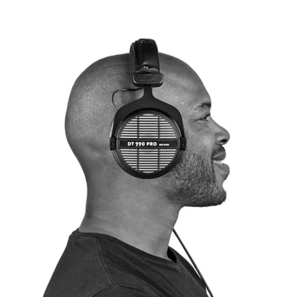 beyerdynamic DT 990 PRO, 250 Ohm, Open Back, Over Ear, Wired Headphones, 3m Coiled Cable, Black with Grey Velour Ear Pads | 3m coiled cable, wired over-ear design - color: Gray, size: 250 OHM