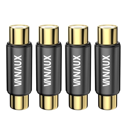 VANAUX 4PCS Gold RCA Female to Female Coupler,Barrel Connectors Adapters Extend Subwoofer RCA Cables Gold Plated for HDTV,Speakers, Amplifiers, Car Audio-Black - size: 4PCS-black, style: RCA Female to RCA Female
