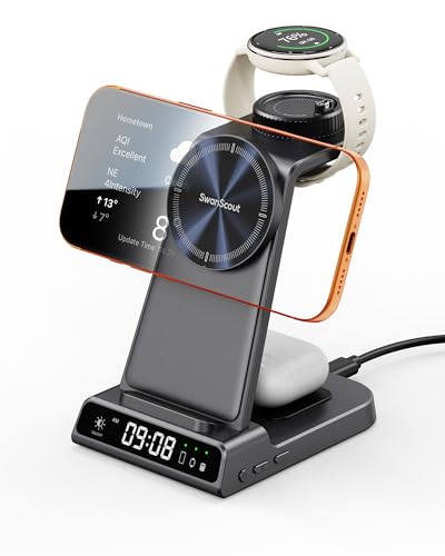 Charger for Garmin Watch, 3 in 1 Magnetic Charging Station for iPhone | For fenix, Venu, Forerunner, vivoactive, Instinct, Wireless Charger for iPhone 17 16 15 14, for AirPods Pro 3/4, No Adapter
