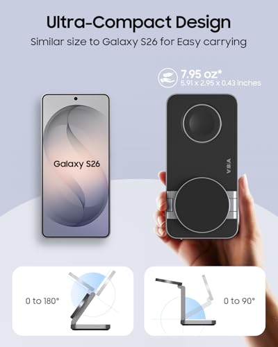 3 in 1 Foldable Magnetic Wireless Charging Station for Samsung, Wireless Charger Stand for Galaxy S26 Ultra S25/S24 /Note 20/Flip 7/Fold 7, for Galaxy Watch Ultra/8/7/6,Galaxy Buds 3/3 Pro - color: Black