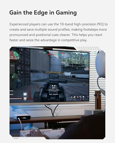 TOPPING DX1 II Gaming DAC Amp Combo, ES9039Q2M USB DAC Amp with 10-Band PEQ DSP, 4.4mm Balanced & 3.5mm Output, 1000mW x2, Optical I/O, UAC1.0 for PS5/Switch, Desktop Audio Decoder (DX1II-Silver)