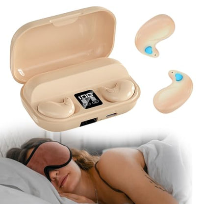 Xmenha Flat Invisible Sleep Wireless Earphone IPX5 Waterproof Thin Invisible Sleep Earbuds for Side Sleepers Sleep Ear Buds Smallest Tiny Small Mini Discreet Earbud for Sleeping Invisible Headphones - color: Nude