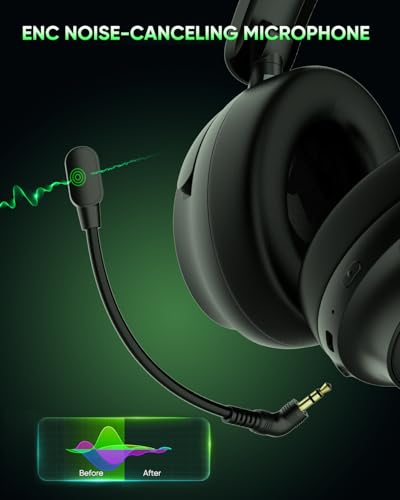 INGA Wireless Gaming Headset for Xbox Series X|S, Xbox One, PC, PS5/4, Mac, Nintendo Switch, Game/Chat Balance, 2.4GHz/Bluetooth 5.2, ENC Microphone & 7.1 Surround Sound (Green LED)