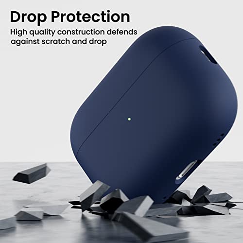 ORNARTO Compatible with AirPods Pro 2 Case 2022, Full Protective Hybrid Silicone for AirPods Pro 2nd Generation Case, Front LED Visible Skin Cover-Navy Blue | Hybrid Silicone Rubber, Front LED Visible, Wireless Charging, Skin-Friendly Soft Touch, Anti-Scr