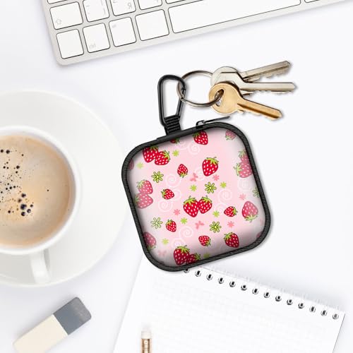 Square Data Cable Earbud Charger Coin Storage Bag Shockproof and Drop-Proof EVA Material Compatible with AirPod(Cute Strawberry) - color: Cute Strawberry