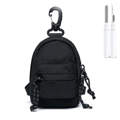 Mini Backpack Case for AirPods 4 2024 AirPods Pro 3,Purse Coin Wallet Keychain Pouch with Detachable Adjustable Long Lanyard & Lock, Multi-Functional Cable Organizer Travel Pouch for Women - color: Black Backpack