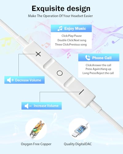 [Apple MFi Certified] Lightning Earbuds for iPhone, 2-Pack Wired Headphones | Bluetooth Connection; Built-In Remote and Mic for Music, Calls and Volume; Compatible with iPhone 14/13/12/11 Pro Max - color: L-Ivory White