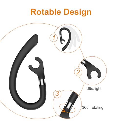 New bee Ear Hooks Replacement Ear Hook Clips- Snap-in Headset Spare Clamp Hook (Black, 3 Pack+Silicon) - color: Black, size: 3 Pack+Silicon