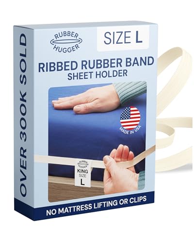 RUBBER HUGGER Elastic Fitted Sheet Straps - King 76x80, Anti-Slip | Rubber anti-slip sheet straps - secure corner grip - Use for king fitted sheets, keep sheets in place - size: Large - King