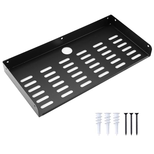 Metal Floating Shelf 16.8" x 8" Modern Wall Mounted Shelf for TV Components Router Game Console DVD Player - color: Black(1 Pack), size: 16.8"x8"