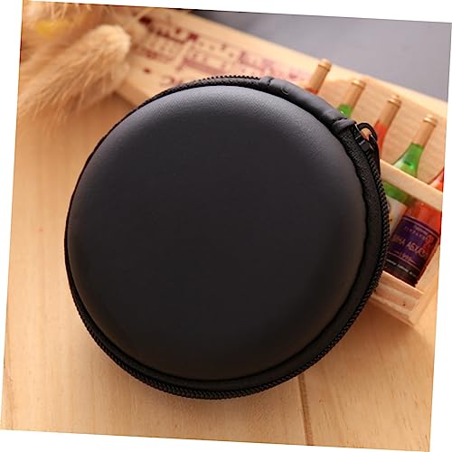 Black EVA Earphone Case with Zipper, Portable Hard Shell Pouch - color: Black