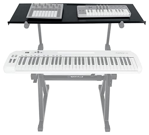 Rockville Z-Shelf Universal Utility Shelf for Z-Stand with Second Tier | Foam Edge Protection, Steel Construction, 7.3 lb Weight, Scratch-Resistant Design, Live Performance & DJ Setups