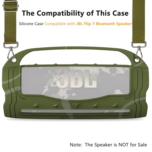 Silicone Cover Case for JBL Flip 7 Portable Bluetooth Speaker - color: Green
