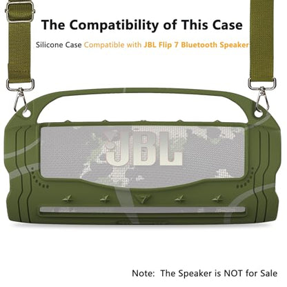 Silicone Cover Case for JBL Flip 7 Portable Bluetooth Speaker - color: Green