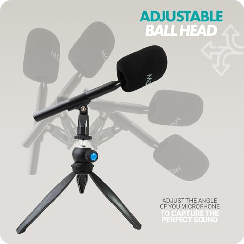 Movo HMT-2 Tabletop Tripod Microphone Stand for Movo WMX-HM and Rode Interview Go Handheld Wireless Mic Adapters. Perfect for Podcasting, Vlogging, Content Creators, and More