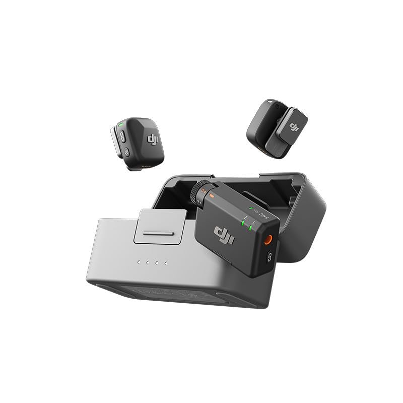 DJI Mic Mini Wireless Microphone (2 TX + 1 RX + Charging Case) for iPhone/Camera/Android, Ultralight, Detail-Rich Audio, 48h Use, Noise Cancelling, Automatic Limiting, Vlog, Streaming (Renewed)