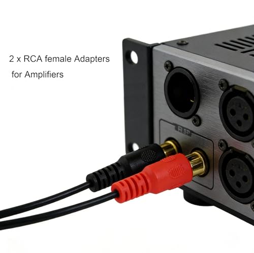 6.35mm to 2RCA Cable, Gold Plated 6.35mm 1/4 inch Mono TS Male to 2 Dual RCA Female Plug Y Splitter Adapter Cable - 8 Inch (6.35 M/2RCA FM) - color: 6.35 M/2RCA FM