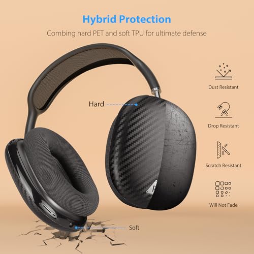 Carbon Fiber Texture Case Cover for AirPods Max Headphone, TPU Anti-Scratch Ear Cup Cover, Protective Skin Accessories for Apple AirPods Max(2024/2020) - Rose Gold - color: Rose Gold