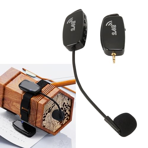 Violin Pickup Microphone, 2.4G Wireless Noise Reduction Instrument Mic with 3.5mm to 6.35mm Adapter for Acoustic Violin