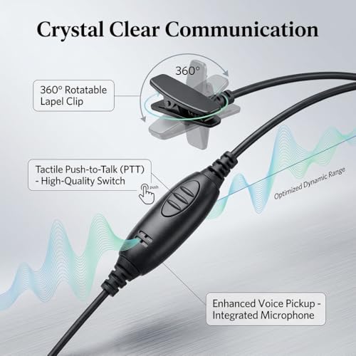 Walkie Talkie Earpiece with Mic, 2-Pin G-Shape Headset for Midland