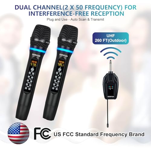 Dual Wireless Microphones Rechargeable, UHF Metal Wireless Mic System Cordless Microphone Professional with Echo Treble BASS VOL Channel Control for Karaoke Singing Church Events - style: WM-2 A