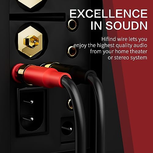HiFind Speaker Cable Wire 15 Ft with Gold-Plated Banana Tip Plugs-UL CL3 Rated-Indoor&Outdoor&in Wall-Flexible-16 AWG Gauge Tinned Copper for Bi-Wire Bi-Amp HiFi Surround Sound-Black - size: 15FT