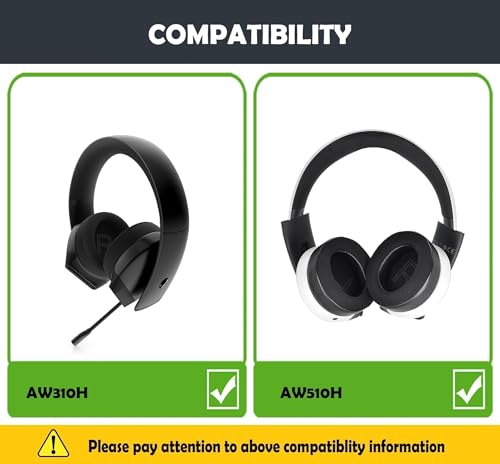 AW510H Earpads Cushion for AW310H/AW510H/7.1 PC Gaming Headsets Ear Covers with Cooling Gel Layer and Memory Foam