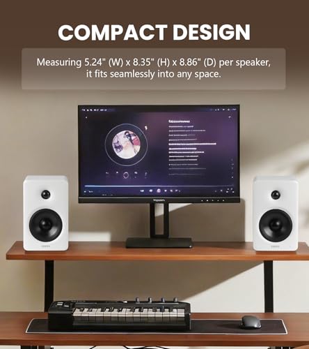 Edifier M90 Computer Speakers, 100W RMS Desktop Speakers, White | Hi-Res Audio with LDAC, Bluetooth 6.0 Compact Speaker, HDMI eARC/Optical/USB-C/AUX Inputs, SUB Out, Remote Control for TV/PC - color: White