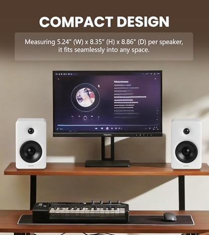 Edifier M90 Computer Speakers, 100W RMS Desktop Speakers, White | Hi-Res Audio with LDAC, Bluetooth 6.0 Compact Speaker, HDMI eARC/Optical/USB-C/AUX Inputs, SUB Out, Remote Control for TV/PC - color: White