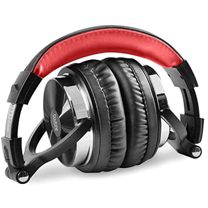 Boytone BT-10RD Wired Over Ear Headphones Studio Monitor & Mixing DJ Stereo Headsets with 50mm Drivers and 1/4 to 3.5mm Audio Jack, Foldable for Computer Audio Mixer, DJ Headphone
