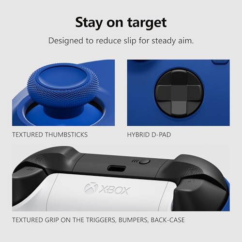 XBOX Wireless Gaming Controller | Shock Blue | Consoles, PCs, TVs, mobile, and more | Textured Grip | Wireless, Bluetooth, USB-C Connectivity - style: Shock Blue