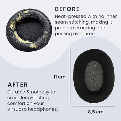 kwmobile 2X Velour Headphone EarpPads for Sennheiser Game Zero / HD380PRO / PXC450 / PXC350 / PC350 / PC360 Replacement Ear Pads - Headphone Ear Covers - Black