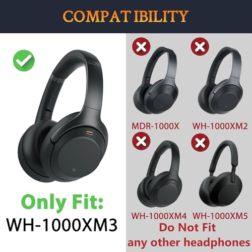 SOULWIT Professional Earpads Cushions Replacement for Sony WH-1000XM3 (WH1000XM3) Over-Ear Headphones, Ear Pads with Softer Protein Leather, Noise Isolation Memory Foam, Added Thickness(Tiger Stripes) - color: Tiger Stripes